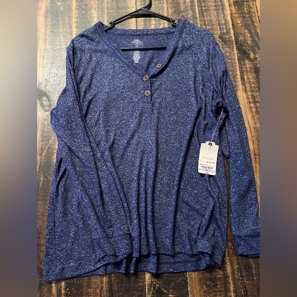 St. John's Bay Womens Y Neck Long Sleeve Henley Shirt

Color: Navy